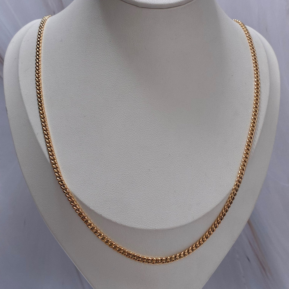 CADENA CUBANA REDONDA HUECA 60CM 3.4MM ORO AMARILLO ITALY 18K-3.72GR
