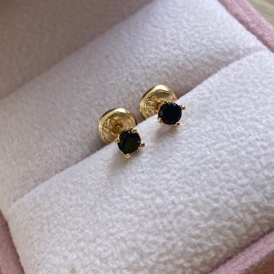TOPOS +PIEDRA NEGRA 3MM  ORO AMARILLO COL 18K - 0,62GR (NG)