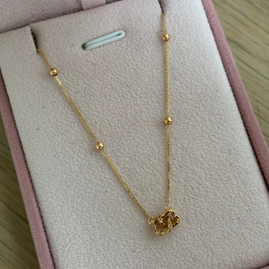 CADENA MINI FRANCO + TREBOLES ABRAZADOS Y BOLAS LISAS ORO AMARILLO ITALY ESP 18K 42CM A 45CM - 1,12GR (IM)