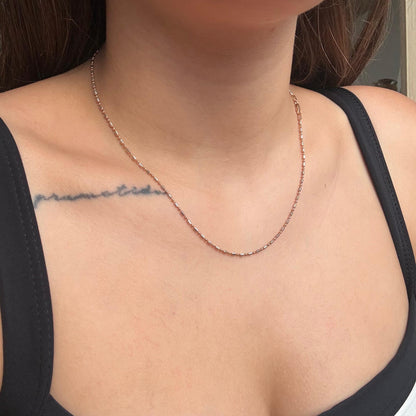 CADENA CANUTILLO MILITAR DIAMANTADA 1MM ORO ROSA Y BLANCO ITALY 18K 45CM- 4,19GR