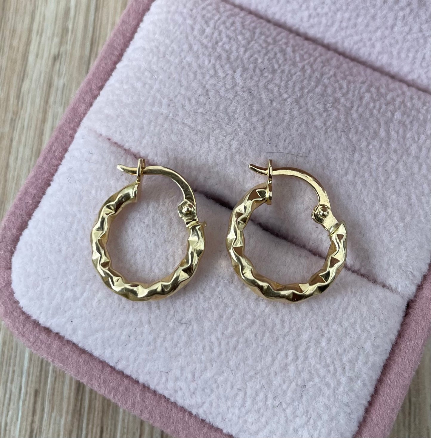 CANDONGAS TRENZADA DIAMANTADA 1,40CM ORO AMARILLO COL 18K - 1,09GR