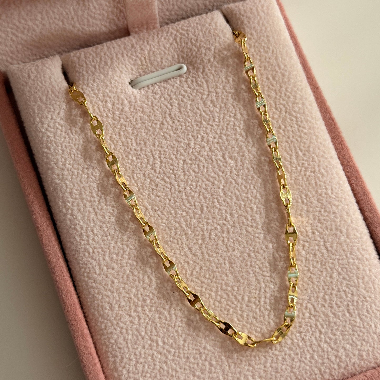 CADENA CRISPETA ESTILO ESCALERA 2.5MM ORO AMARILLO ITALY 18K 60CM - 2,97GR