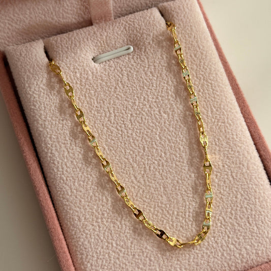 CADENA CRISPETA ESTILO ESCALERA 2.5MM ORO AMARILLO ITALY 18K 60CM - 2,97GR