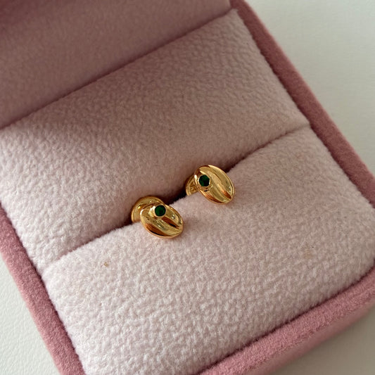 TOPOS GRANO DE CAFÉ PIEDRA VERDE 6MM ORO AMARILLO 18K - 0,64GR