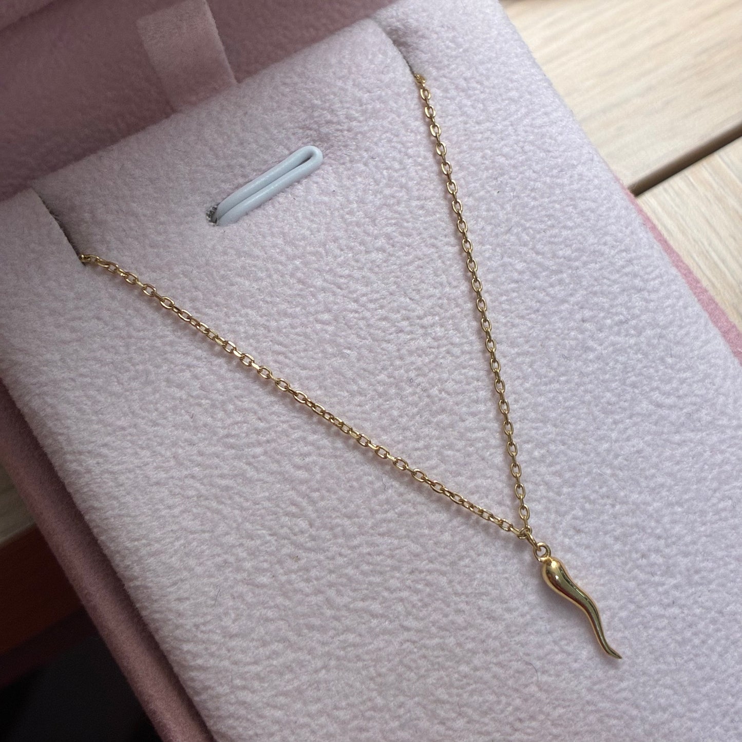 PULSERA MINI ROLON + DIJE CUERNO DORADO ORO AMARILLO ITALY ESP 18K 17CM A 19CM - 1,12GR