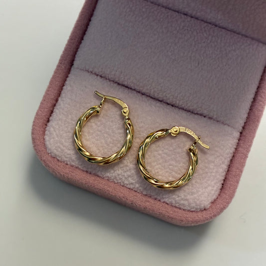 CANDONGAS TRENZADAS LISAS 1,0CM ORO AMARILLO COL 18K - 1,22GR (NG)