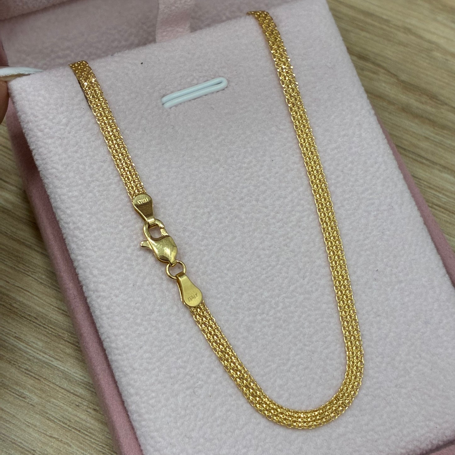 CADENA TEJIDO CHINO 3.2MM ORO AMARILLO ITALY 18K 45CM - 5.05GR (I)