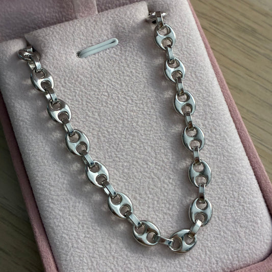 CADENA GRANO DE CAFÉ 7MM PLATA 925 ITALIANA 60CM - 38,15GR