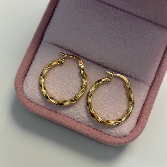 CANDONGAS ONDULADAS LISAS 1.4CM ORO AMARILLO COL 18K  - 1,34GR (NG)