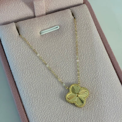 CADENA MINI ROLON + DIJE TREBOL DIAMANTADO PUNTEADO ORO AMARILLO ITALY 18K 40CM A 42CM - 1,81GR (IA)