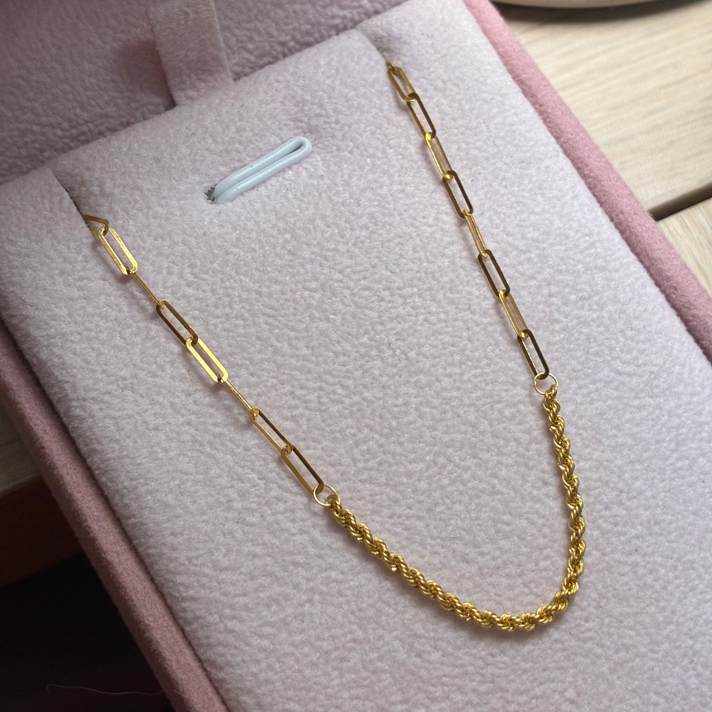 PULSERA CLIP DIAMANTADA + LAZO ORO AMARILLO ITALY ESP 18K 15.5CM A 18CM - 0,55GR