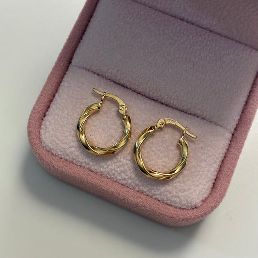 CANDONGAS TRENZADAS LISAS 0.9CM ORO AMARILLO COL 18K - 1,11GR (NG)