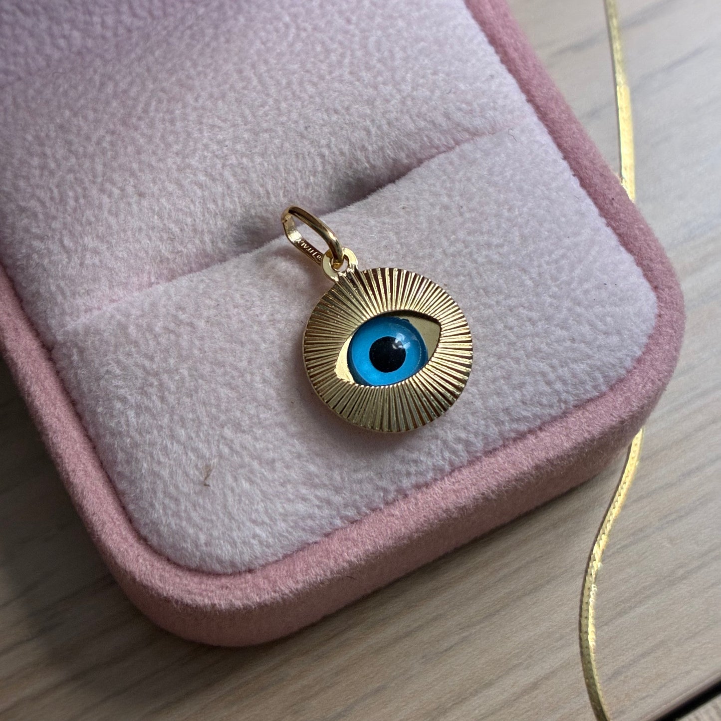 DIJE OJO TURCO DIAMANTADO 2CM ORO AMARILLO ITALY 18K - 1,09GR