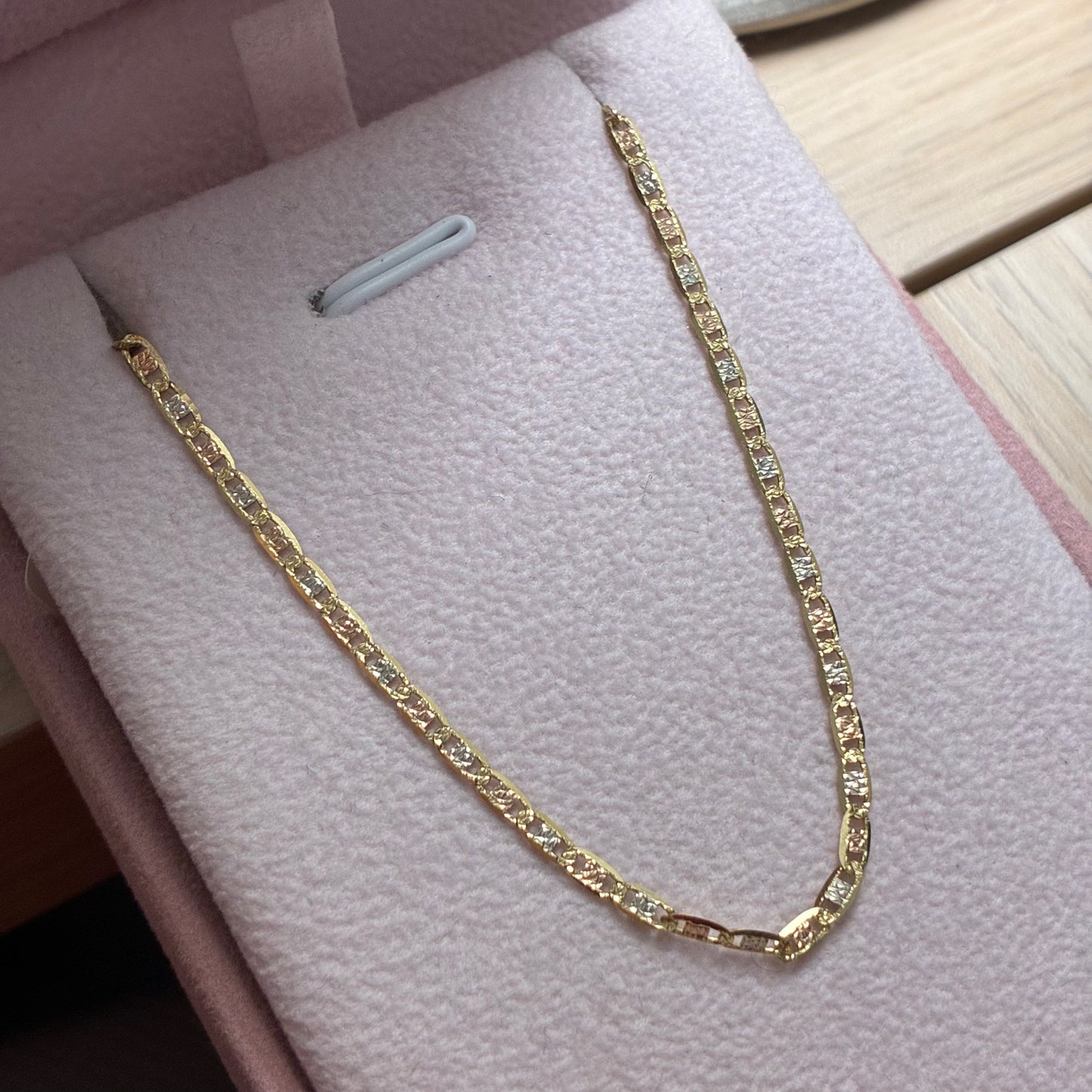 PULSERA PLANA DIAMANTADA 2MM TRES OROS ITALY 18K 19CM - 1,48GR
