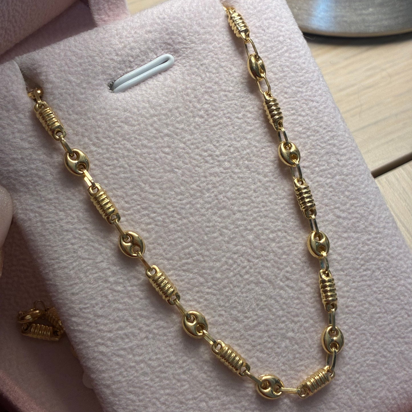 CADENA GRANO DE CAFÉ 4M + CILINDROS 4MM ORO AMARILLO COL 18K 50CM - 6,68GR