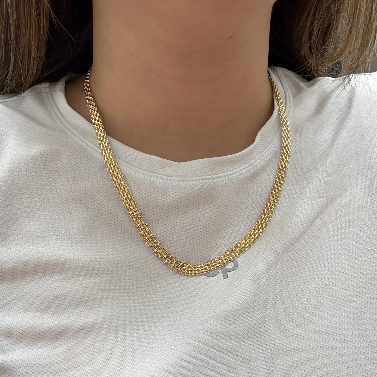 CADENA TEJIDO CHINO 6.3MM ORO AMARILLO ITALY 18K 50CM - 10,89GR (I)