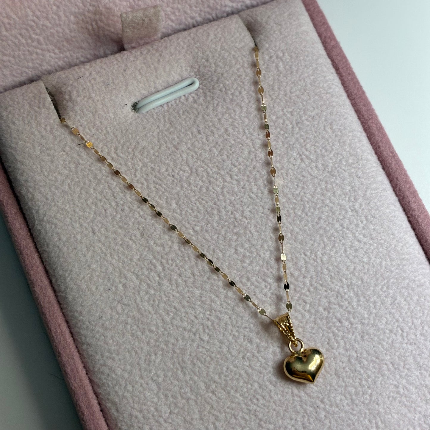 CADENA MINI CRISPETA 0.9MM 45CM + CORAZON LISO ORO AMARILLO 18K 0,6GR