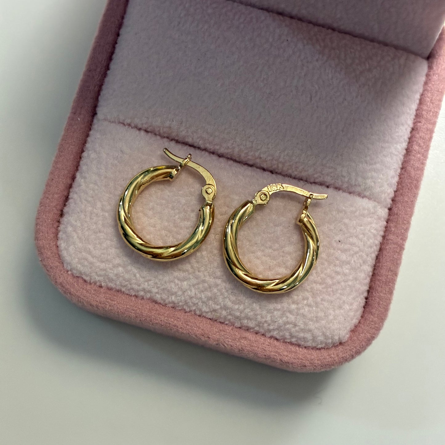 CANDONGAS TRENZADAS LISAS 1,0CM DELGADAS ORO AMARILLO COL 18K - 1,14GR (NG)
