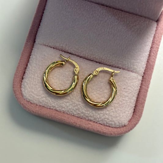 CANDONGAS TRENZADAS LISAS 1,0CM DELGADAS ORO AMARILLO COL 18K - 1,14GR (NG)