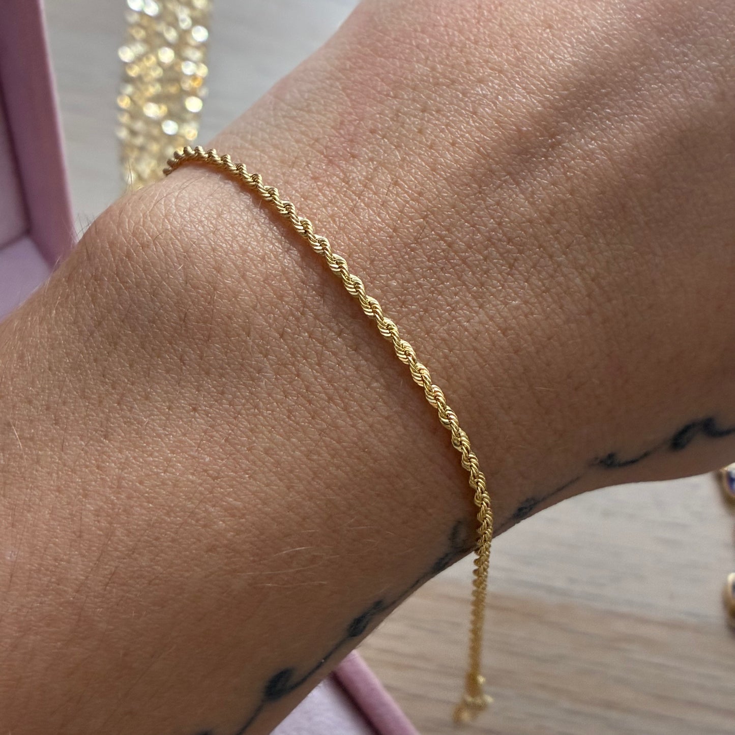 PULSERA MINI LAZO 1.7MM ORO AMARILLO ITALY 18K 18CM - 0,78GR (IJ)