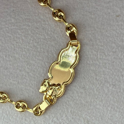 PULSERA GRANO DE CAFÉ PLACA NUBE CON OSO 3.7MM ORO AMARILLLO COL 18K 15.5CM - 2.24GR (NG)