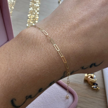 PULSERA CLIP DIAMANTADA 1.3MM ORO AMARILLO ITALY ESP 18K 17CM A 19CM - 0,44GR (IL)