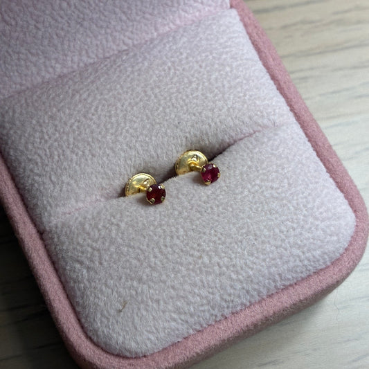 TOPOS RUBIES NATURAL 3MM ORO AMARILLO COL 18K - 0,43GR