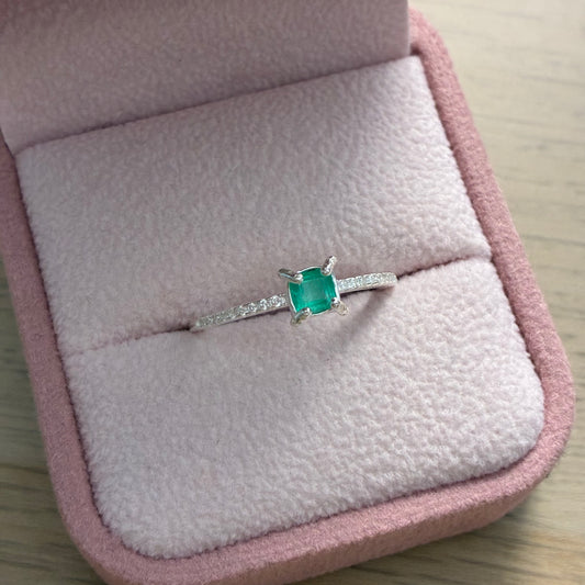 ANILLO MARIAM PLATA 925 + ESMERALDA NATURAL TALLA 8