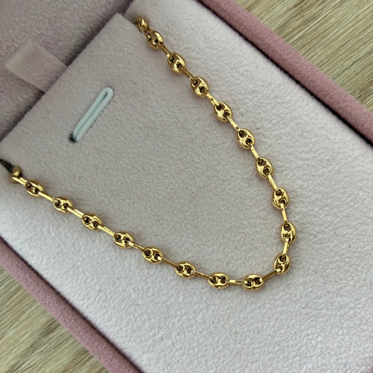 PULSERA GRANO DE CAFÉ 3.2MM ORO AMARILLO COL 18K 19.5CM - 2.57GR (NG)