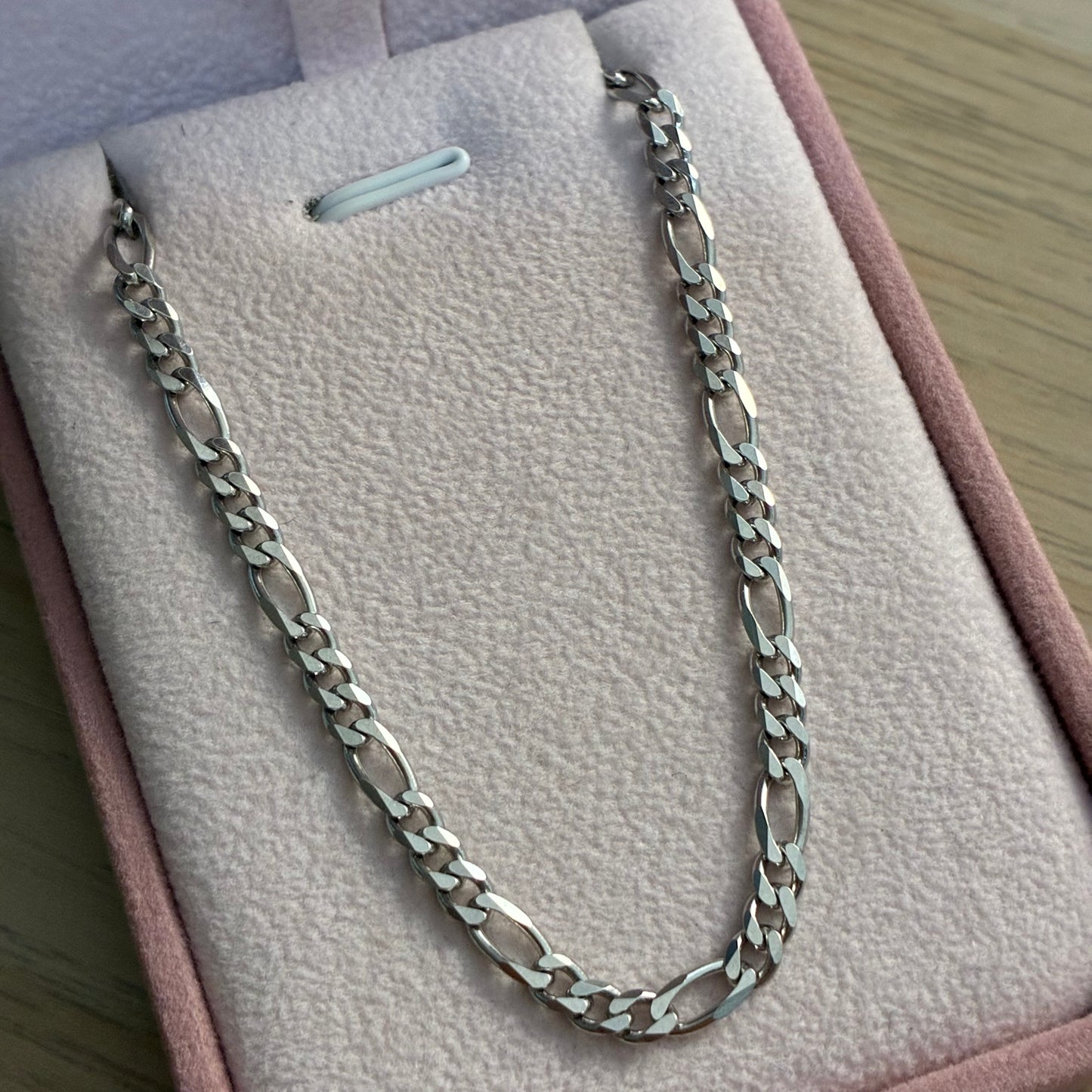 CADENA FIGARO 3X1 3.8MM PLATA 925 ITALIANA 60CM - 14,0GR
