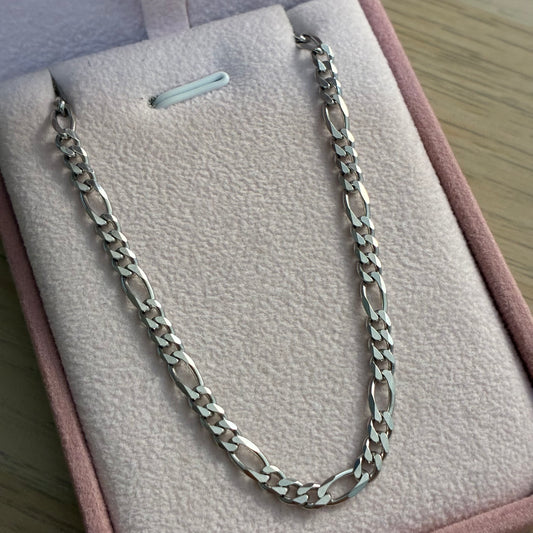 CADENA FIGARO 3X1 3.8MM PLATA 925 ITALIANA 60CM - 14,0GR