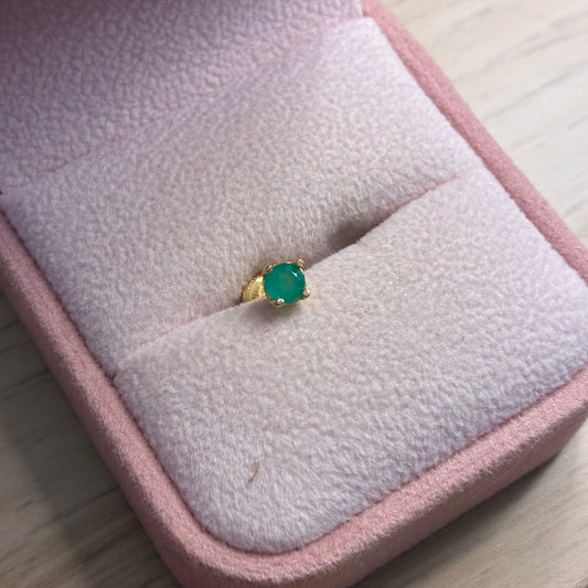 TOPO ESMERALDA NATURAL 4MM ORO AMARILLO COL 18K - 0,45GR *PIERCING*