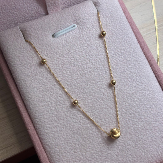 CADENA MINI FRANCO + BOLAS LISAS Y DIAMANTADA ORO AMARILLO ITALY ESP 18K 45CM - 0,73GR