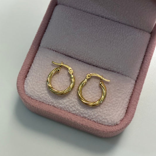 CANDONGAS TRENZADAS RAYADAS 0.8CM ORO AMARILLO COL 18K  - 1,01GR (NG)