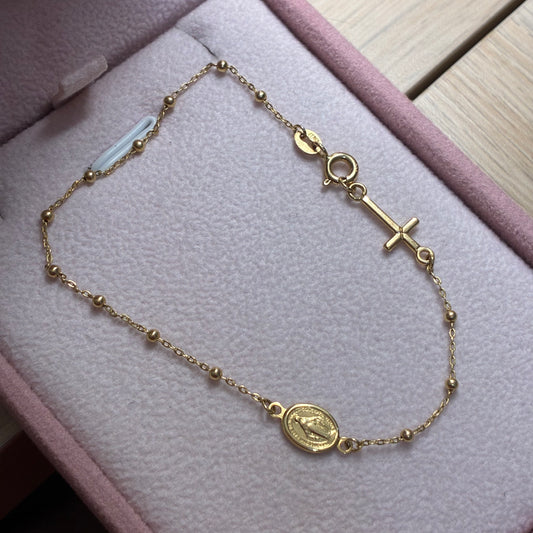 PULSERA DENARIO VIRGEN MILAGROSA 1.8MM ORO AMARILLO ITALY ESP 18K 17.5CM - 1,66GR