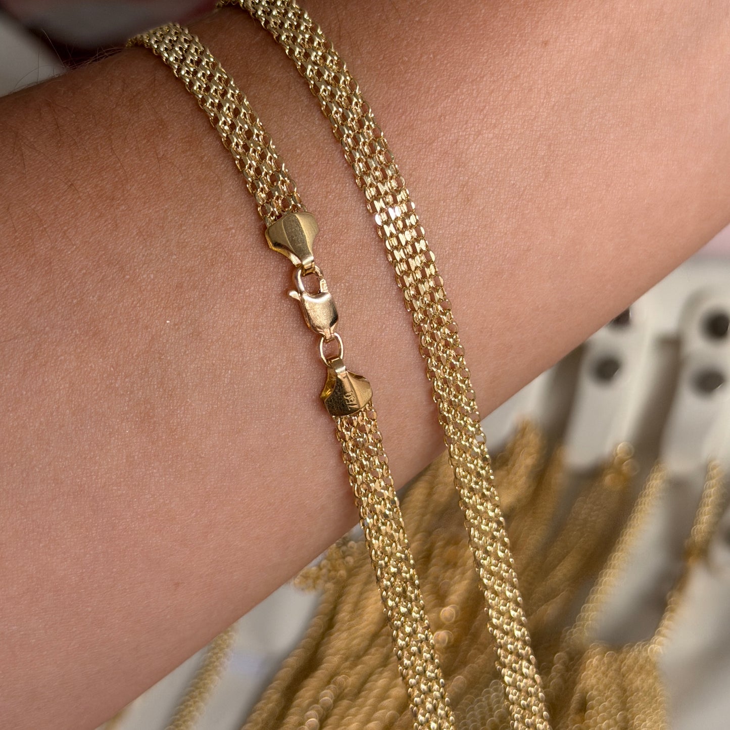 CADENA CHINA DOS CARRILES 5.4MM ORO AMARILLO ITALY 18K 60CM - 7,45GR