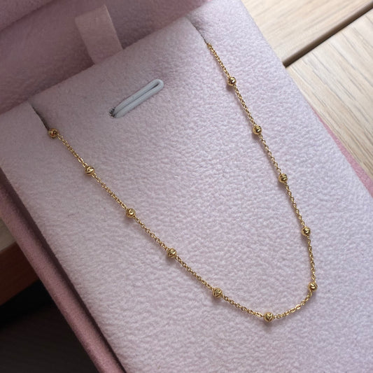 PULSERA MINI ROLON + BOLAS DIAMANTADAS 2MM ORO AMARILLO ITALY 18K 18.5CM - 1,11GR