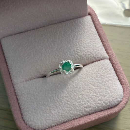 ANILLO NAVI PLATA 925 + ESMERALDA NATURAL TALLA 4.5