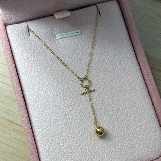 CADENA MINI ROLON + BOLA LISA PENDULO ORO AMARILLO ITALY ESP 18K 42CM A 45CM - 1,1GR