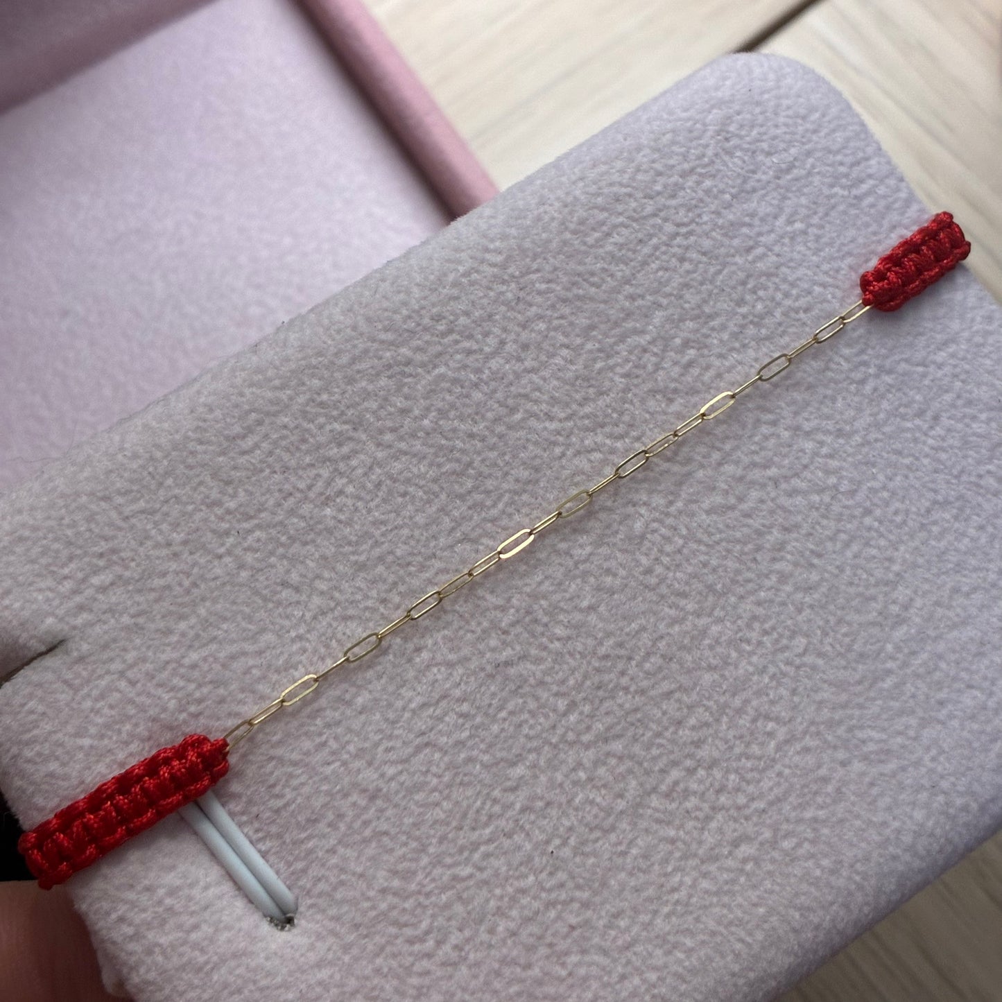 PULSERA HILO ROJO MINI CLIP 1.2MM ORO AMARILLO ITALY 18K - 0,12GR
