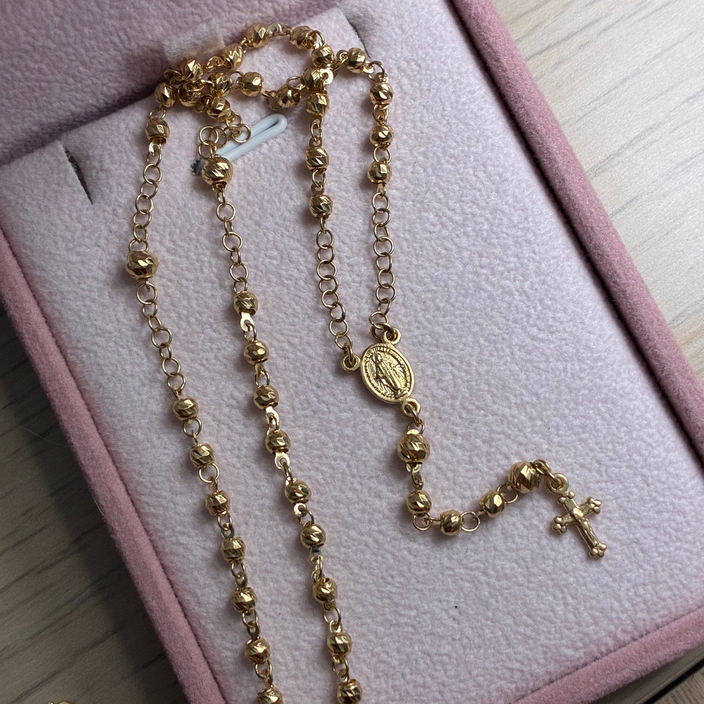 ROSARIO DIAMANTADO 3/4MM VIRGEN MILAGROSA ORO AMARILLO COL 18K 45CM - 6,73GR