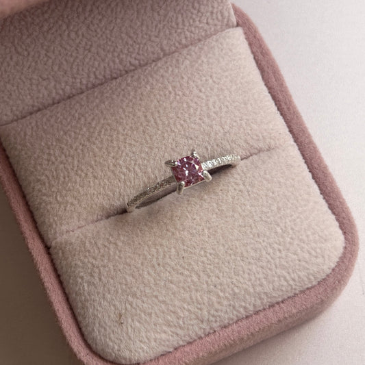 ANILLO MARIAM PLATA 925 + MOISSANITA ROSA CORTE CUSHION 0,5CT TALLA 7