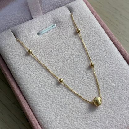 CADENA MINI FRANCO + BOLAS LISAS Y BOLA DIAMANTADA ORO AMARILLO ITALY ESP 42CM A 45CM - 0,85GR (IM)