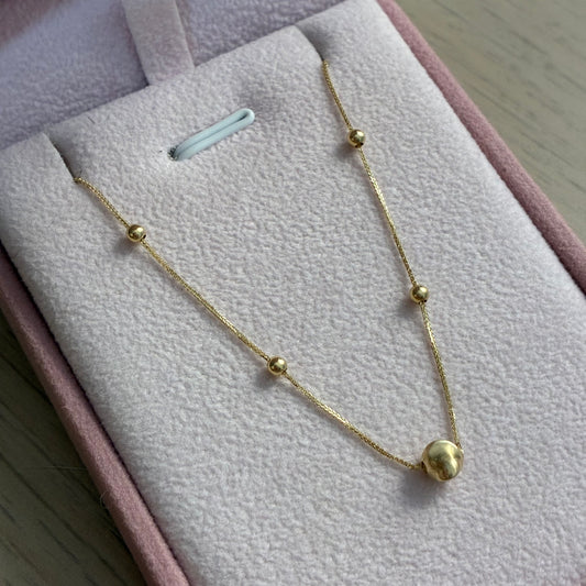 CADENA MINI FRANCO + BOLAS LISAS Y BOLA DIAMANTADA ORO AMARILLO ITALY ESP 42CM A 45CM - 0,85GR (IM)