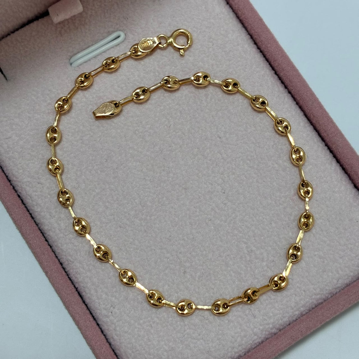 PULSERA GRANO DE CAFÉ  20CM 3MM ORO AMARILLO COL 18K - 2,23GR