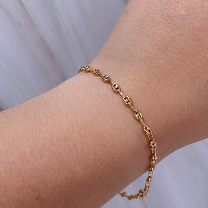 PULSERA GRANO DE CAFÉ  20CM 3MM ORO AMARILLO COL 18K - 2,23GR