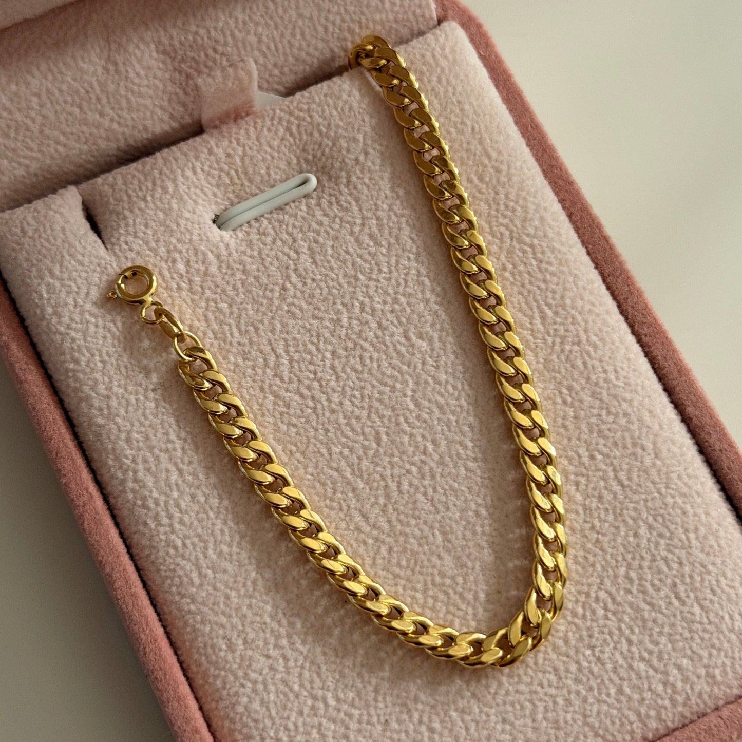 PULSERA CUBANA REDONDA HUECA 4.2MM ORO AMARILLO ITALY 18K 18CM - 1,71GR