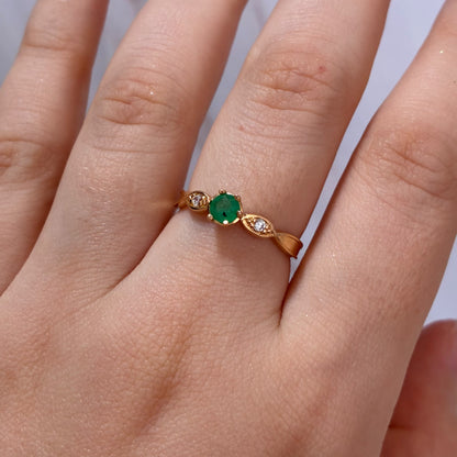 ANILLO SOLITARIO ESMERALDA NATURAL 45PUNTOS TALLA 7 ORO AMARILLO COL 18K-1.93GR