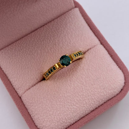 ANILLO AUSTRAL + DIAMANTE NATURAL REDONDO 55CT 4.5MM - 2MM TALLA 6.5 ORO AMARILLO COL 18K-4.75GR