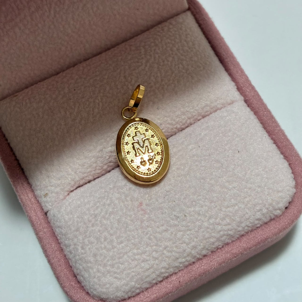 DIJE VIRGEN MILAGROSA REDONDA 2CM ORO AMARILLO COL 18K-0.58GR